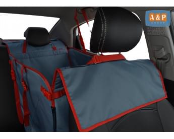 Автогамак Happy Dog Premium (Хэппи Дог Премиум). На 1/3 заднего сиденья. Цвет: маренго с красной окантовкой.
