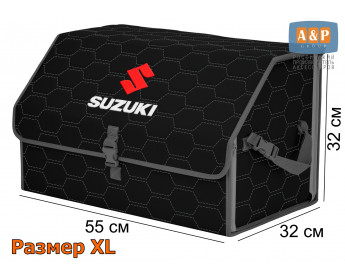 Саквояж "Союз" в багажник Suzuki (Сузуки), размер XL. Цвет: черный с серой прострочкой Соты.